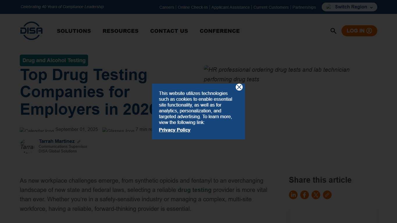 Top Drug Testing Companies for Employers in 2026 DISA